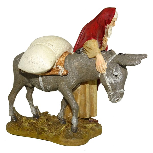 Ferrari & Arrighetti Figurine crèche : Berger Errant avec âne - Collection Martino Landi - 12 cm