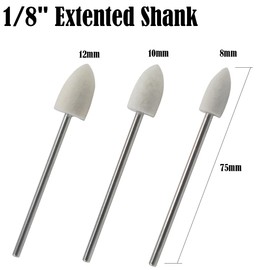 Luo ke 75mm Extra Long Flet Polishing Bits, 1/8'' Extented Shank Cone & Cylinder Shape Compressed Wool Felt Buffing Polishing Tips for Rotary Tools (Pack of 30)