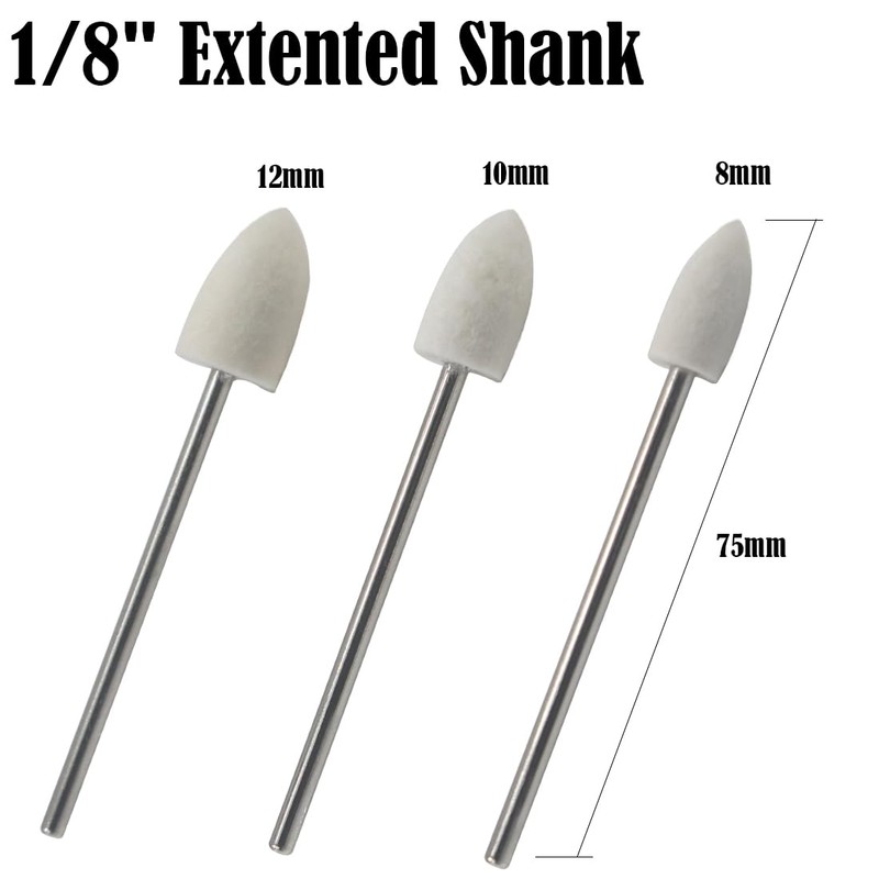 Luo ke 75mm Extra Long Flet Polishing Bits, 1/8'' Extented
