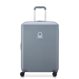 United Colors of Benetton UCB Hardside Luggage with Spinner Wheels, Steel Grey, Checked-Medium 23 Inch