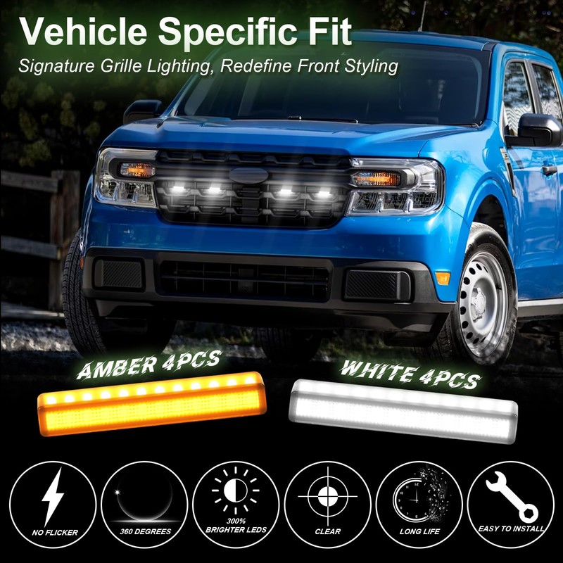 Front Grille Lights for 2022-2024 Ford Maverick XL XLT Lariat