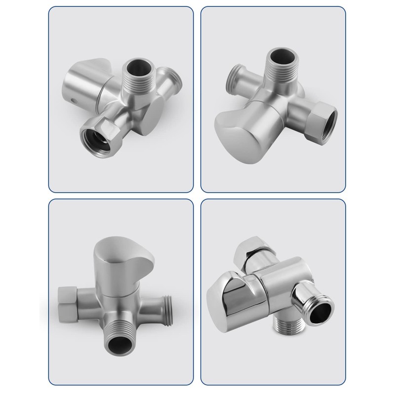 Hibbent All Metal Solid Brass Shower Arm 3-Way Diverter Valve