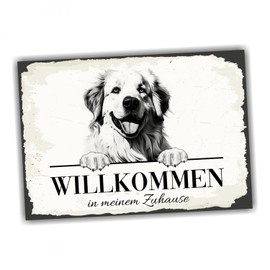 siviwonder Dog Sign Welcome Home Pyrenean Mountain Dog No. 2 Dog Sign with German Text Door Sign Warning Sign Berger