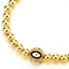 Women Men Gold Color Beads Chain Bracelet with Cubic Zirconia