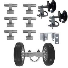 Chain Link Rolling Gate Kit - Wall Mounted - Nylon Rollers - 6" Rut Roller