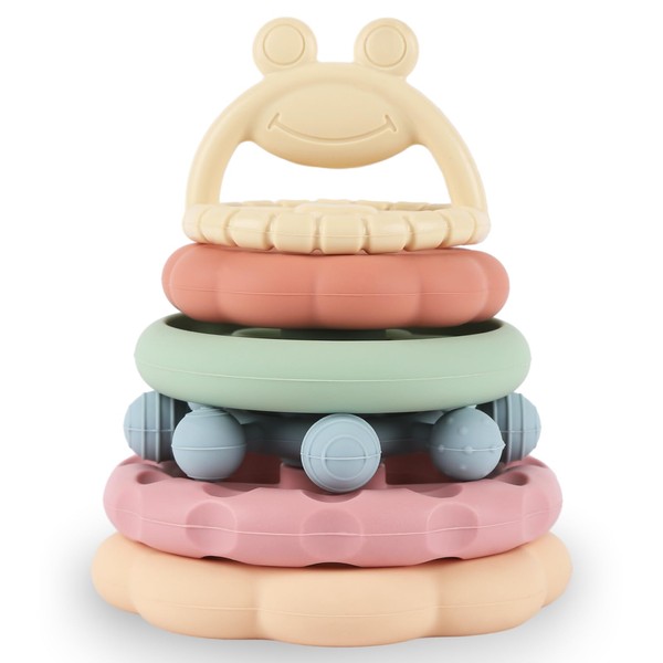 ZICRO Stacking & Nesting Circle Toy,Soft Teethers Toy,Squeeze Play with