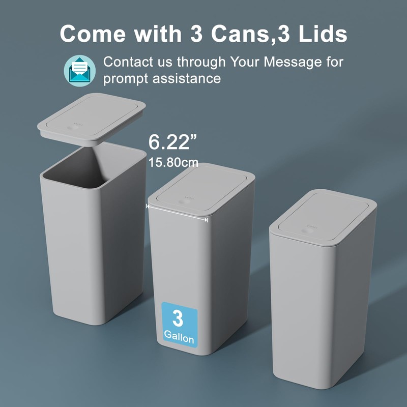 N. NETDOT 3 Pack Small Trash Can with lid, 3