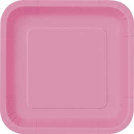 Unique 31505 7" Square Dessert Plates | Hot Pink Color Theme | 16ct, 16 Count (Pack of 1)