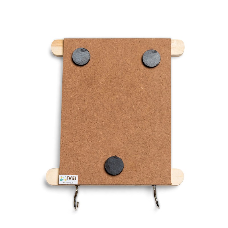 IVEI Wooden Frame Geometric Pattern Dry-Erase Board Fridge Magnet -