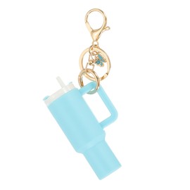PATIKIL Mini Tumbler Keychain, 1Pcs Mini Cup Keychain Lip Balm Holder Cute Charm Key Chain for Backpack Charm Women Purse Handbags, Blue Butterfly