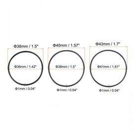 sourcing map 30-in-1 Nitrile Rubber O-Ring Set 38 mm 40 mm 43 mm OD 36 mm 38 mm 41 mm OD 1 mm Thick Seal Black