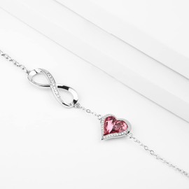 Beutirer Infinity Bracelets for Womens, Love Heart Bracelet for Women, 18K White/Rose Gold Bracelet, Ladies Bracelets Gifts for Her Birthday Mum Wife Anniversary