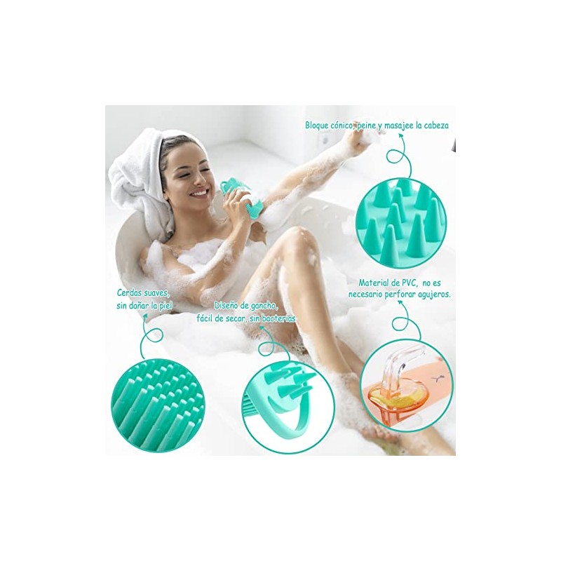 Cepillo de ducha,cepillo de masaje de silicona exfoliante Con fuerte