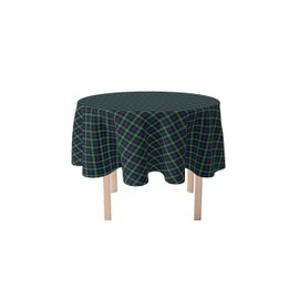 Fabric Textile Products | Blue & Green Tartan Tablecloth | Plaid Round Tablecloth | 90" Round | Machine Washable and Stain-Resistant for Easy Care | Made in The USA
