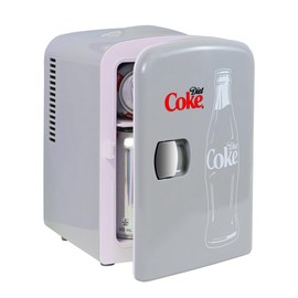 Koolatron Diet Coke Mini Fridge - Refrigerator for Bedroom Skincare Office, Portable Table Top Beverage Cooler, 12V 110V Refrigerador For Drinks, Soda, Wine, Use In Car, Dorm, Outdoor, Patio, 6 Can