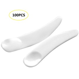 mciskin 100PCS Mini Disposable Curved Cosmetic Spatula Scoop Makeup Mask Spatula Plastic Spoon