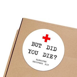 Hangover Recovery Kit Stickers - "But Did You Die?" Funny Hangover Remedies - Pack of 120 Stickers