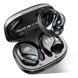 Wireless Earbuds, Ltinist Bluetooth 5.3 Headphones, Wireless Earphones 75H Playtime and HiFi Stereo Sound with Mic, Dual LED Display, IP7 Waterproof in Ear EarHooks, USB-C, Headsets for Sport, Running