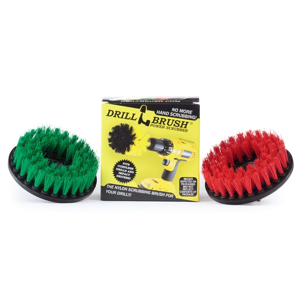 Drill Brush - Cleaning Supplies - Medium and Stiff Bristle Brush Kit - Spin Brush - Grout Cleaner - Tile, Counter-tops, Stove, Oven, Sink, Trash Can, Floors - Concrete Swimming Pools, Garden Fountains