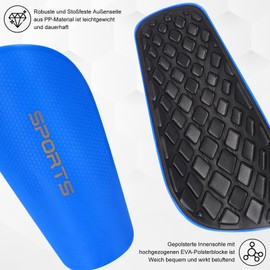Football Shin Pads Including Stocking with Slip Pocket and Non-Slip Sleeves Shin Pads Football for Children Teenagers Adults (Blue, M)