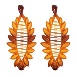 Scalloped Leaf Banana Clip Hair Clincher for Women - 2 Tortoise