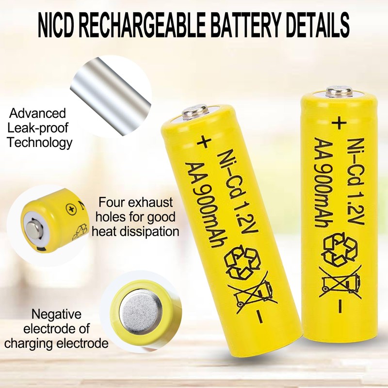 Ni-Cd AA 900mAh 1.2V Rechargeable Solar Light Batteries 4 PCS