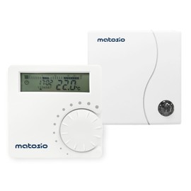 Matosio TH611 Digital Programmable Wireless Thermostat Heater with Receiver, Boiler Thermostat, Room Thermostat, Wall Mounted, White