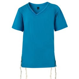 Boys Sport Tzitzit Dry-Fit T-Shirt V Neck Thick Tzitzis Size 6 Sky Blue