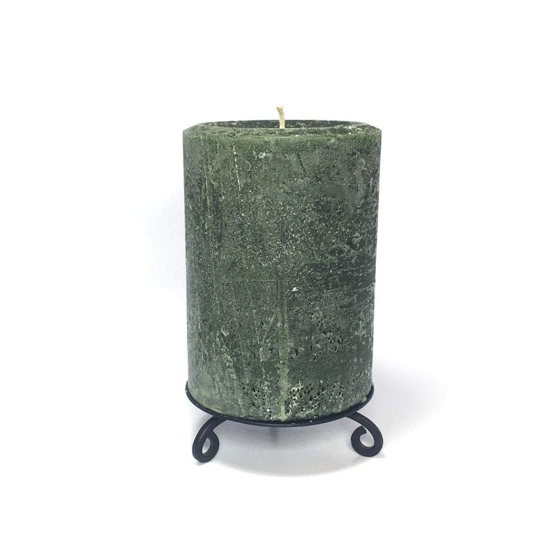 Hunter Green Unscented Rustic Textured Pillar Candle - Choose Size