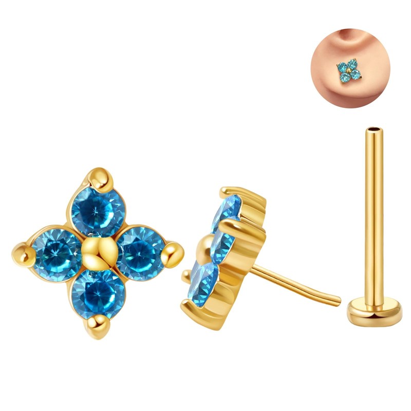 FANSING 20g Cartilage Earring 18k Gold-plated Tragus Stud 5mm CZ