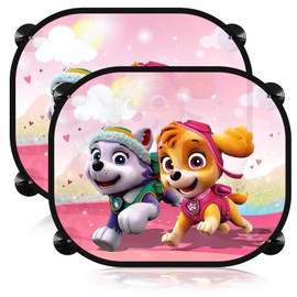 Dog Patrol Sonnenschutz Auto Baby, Seitenvorhänge Dog Patrol Girl, Dog Patrol Sonnenschutz Auto 2 Stück 43x36 cm Saugnapf Sonnenblende Kinder Auto Fenster Sonnenschutz, Girl, Pink