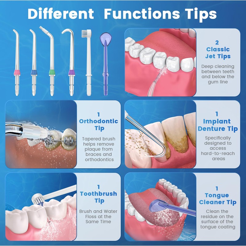 Replacement Tips for Waterpik, Water Flosser Replacement Heads Parts for