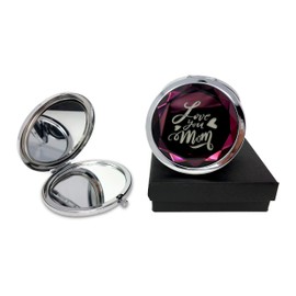 Silly Obsessions Love You MOM Engraved Vanity Magnifying Compact Mirror and Makeup Mirror. A Ideas for MOM or Wife for Mothers Day and Birthday. Made