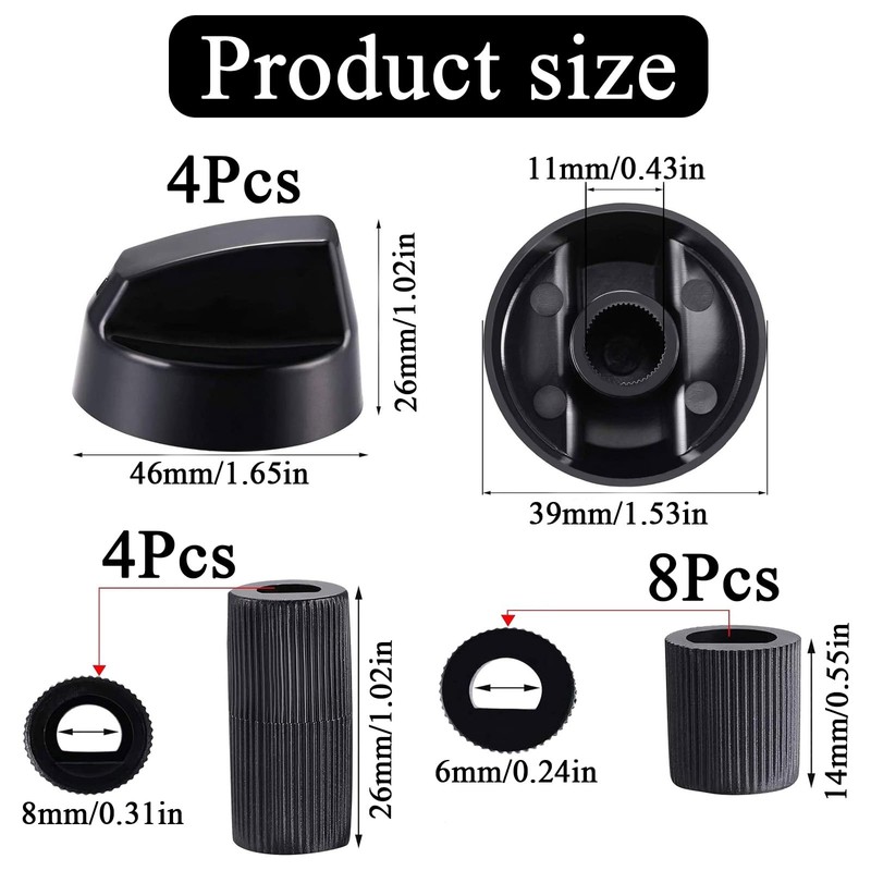 JISRKP 4 Pcs Cooker Knobs Replacement, Cooker Knobs, Gas Hob