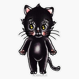 Leyland Designs Black Cat Kewpie Sticker Outdoor Rated Vinyl Sticker Decal for Windows, Bumpers, Laptops or Crafts 5"