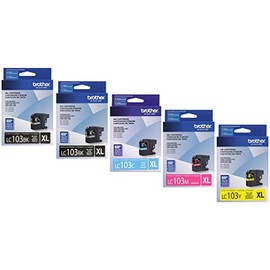 Brother LC103 Printer High Yield Cartridge Ink (2-Black-1-Cyan-Magenta-Yellow)