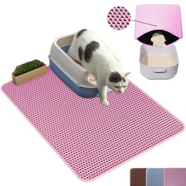 HCY&WLD Cat Litter Mat, Honeycomb Double Layer Cat Litter Trapping Mat, Waterproof Urine Proof Non-Slip, Scatter Control, Less Waste, Easier to Clean (Pink, 24" X 18")