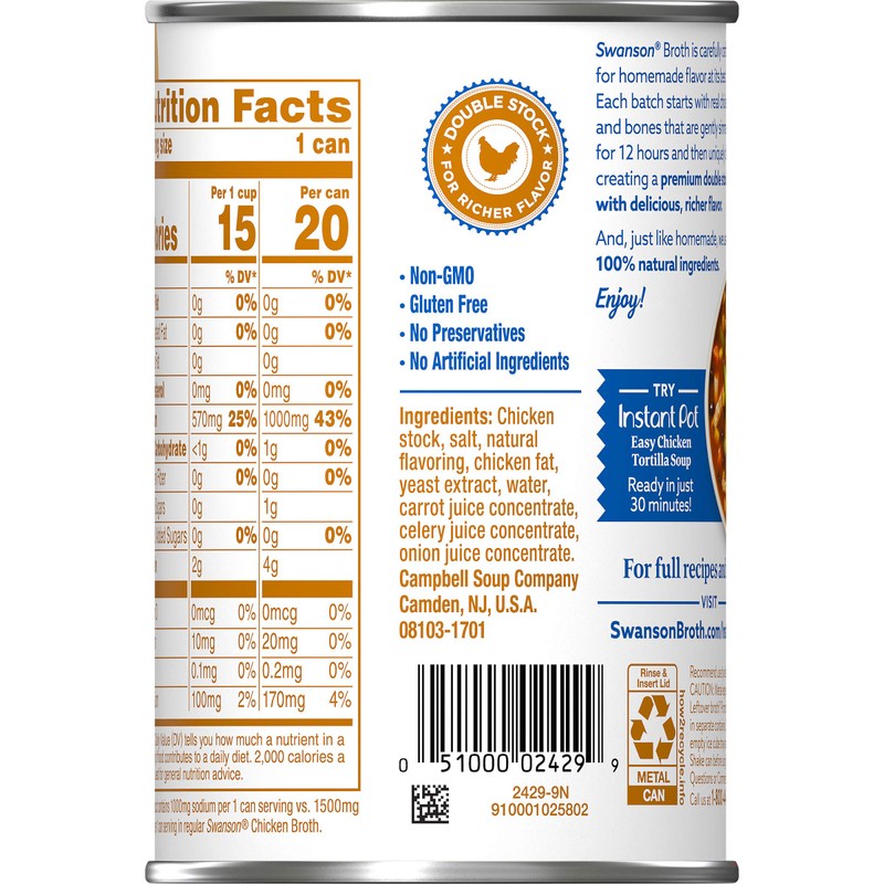 Swanson Natural Goodness Chicken Broth, 14.5 oz. Can (Pack of 24)