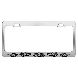 Product Express Hibiscus Flower Animal Pictures Funny Chrome Steel License Plate Frame TAG Holder