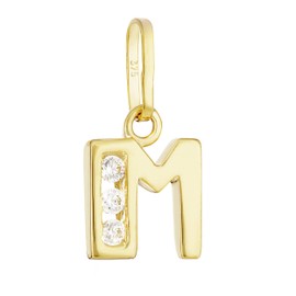 NKlaus Letter Pendant Small 375 Yellow Gold 9 Carat 10 x 6 mm Alphabet Zirconia White, Yellow Gold