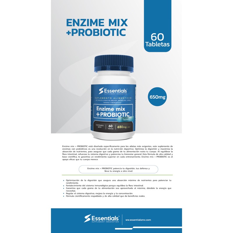 Enzime Mix + Probiotic | Essentials Innovation | Enzimas digestivas