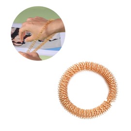 ORFOFE 3pcs Wrist Massage Rings for Women Acupressure Bracelet Metal Ring Gold Jewelry Energy Improvement One Size Fits All