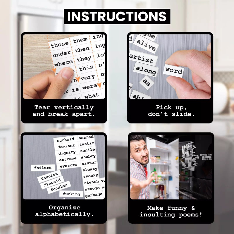 Rayliad Poetry Tiles - 536 Fightin' Words Word Magnets -