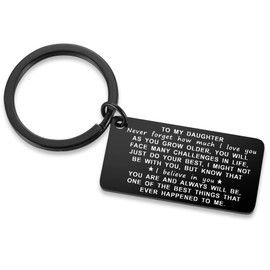 To My Daughter Keychain from Mom, Birthday Key Chain Gift for Daughter from Mom Dad, Mother Dad Daughter Keyring, Christmas Graduation Jewelry