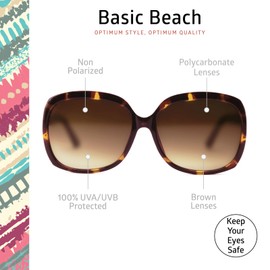 OPTIMUM OPTICAL Round Oversized Framed UV Protective Sunglasses for Women - Basic Beach