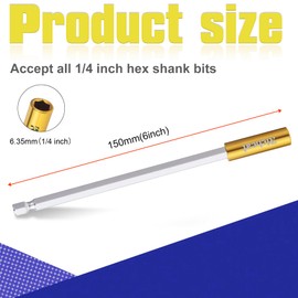 2PCS Strong Magnetic Extension Socket Drill Bit Holder 1/4" Hex Power Tools,Strong Magnetic Extension Bit Holder,Hex Shank S2 Steel Magnetic,6-inch Drill bit Extension（Big Upgrade）
