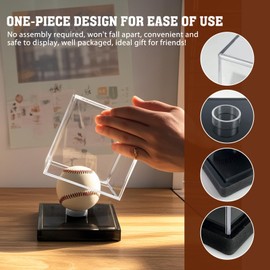 Baseball Display Case, Clear Acrylic Cube Baseball Case, UV Protected Baseball Holder Display Case, Baseball Stand Box for Signed Balls Memorabilia, 1 Pack