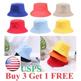 Unbranded Fisherman Cap Candy Color Sun Caps Unisex Casual Cotton Bucket Hat Outdoor  - orange