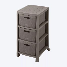 QHogar Cajonero Elegante Fique De 3 Gavetas Color Mocca