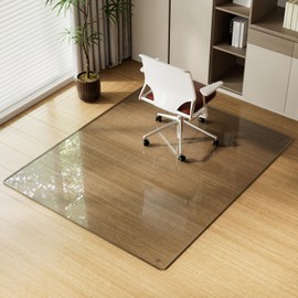 ZENOMIRRIS 46"x55"Chair Mat for Carpet - Heavy Duty Hard Floor Tempered Glass,1/5" Thick Office Chair Mat Computer Floor with 4 Anti-Slip Pads Grey